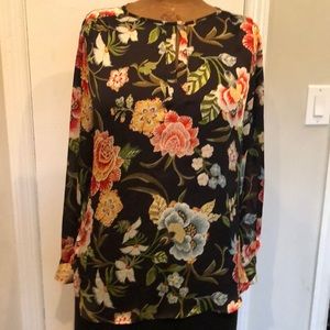 Flower blouse black , green, orange , yellow